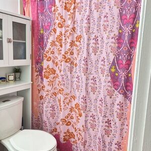 Floral Pink and Orange Shower Curtain